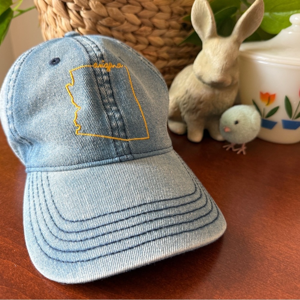 Blue Denim Cap vintage style Arizona state‎ outline